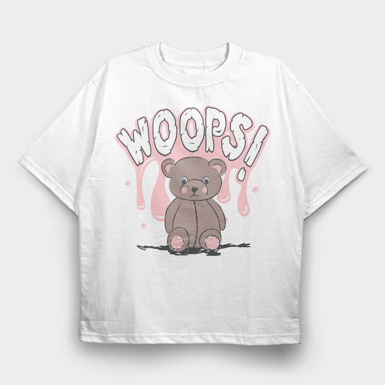 Teddy Bear Oops Vibes, Tricou Oversize Barbati (Unisex)