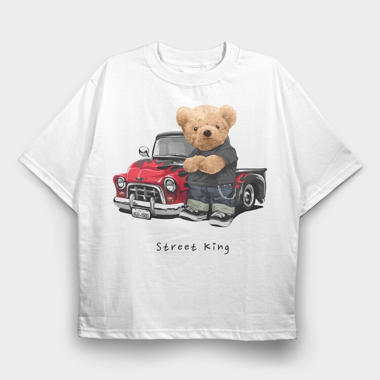 Teddy Bear Street King, Tricou Oversize Barbati (Unisex)