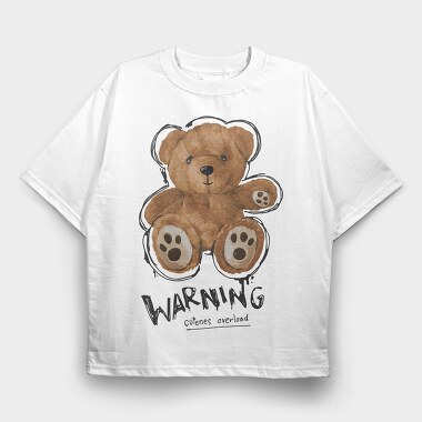 Teddy Warning Overload, Tricou Oversize Barbati (Unisex)