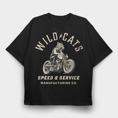 Wildcat Speed Rider, Tricou Oversize Barbati (Unisex)