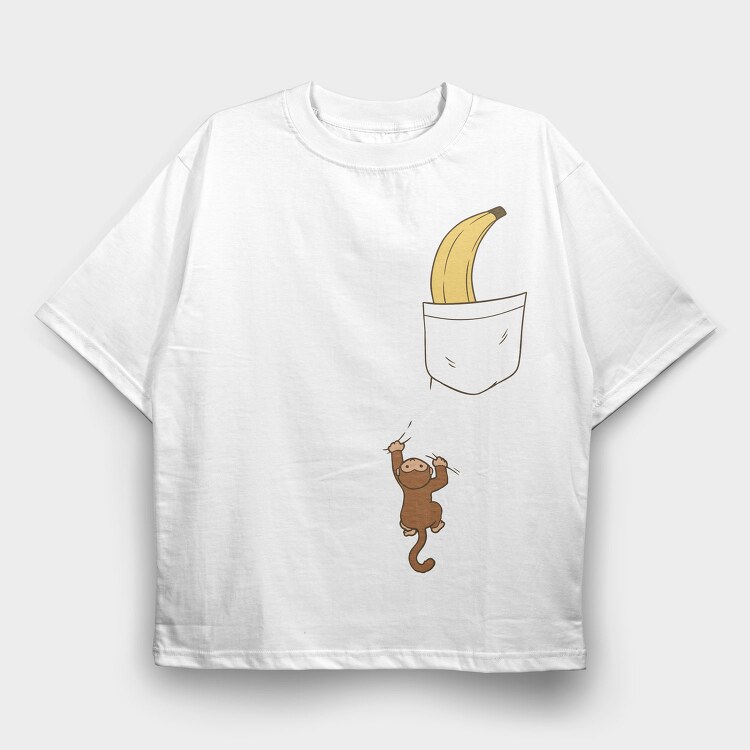Pocket Monkey Banana, Tricou Oversize Barbati (Unisex)