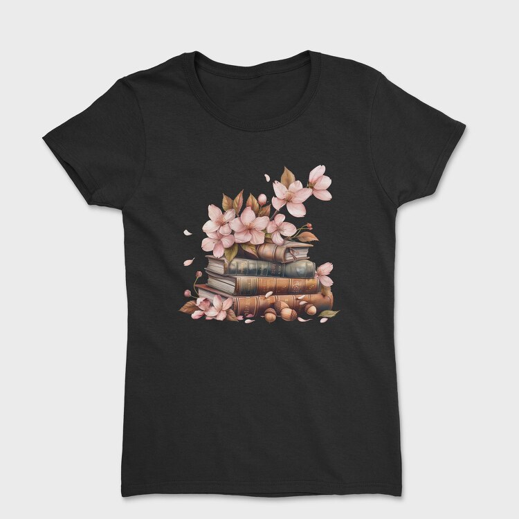 Books Flowers Spring, Tricou Femei