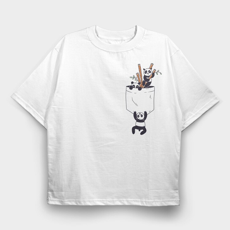 Pocket Pandas, Tricou Oversize Barbati (Unisex)