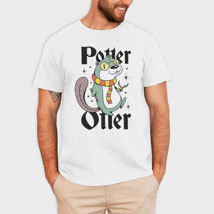 Otter Scarfed Night Stroll, Tricou Barbati (Unisex)