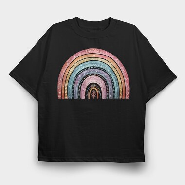Boho Rainbow Symphony, Tricou Oversize Barbati (Unisex)