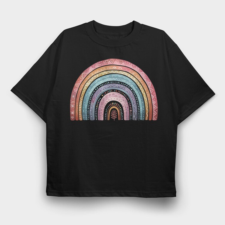 Boho Rainbow Symphony, Tricou Oversize Barbati (Unisex)