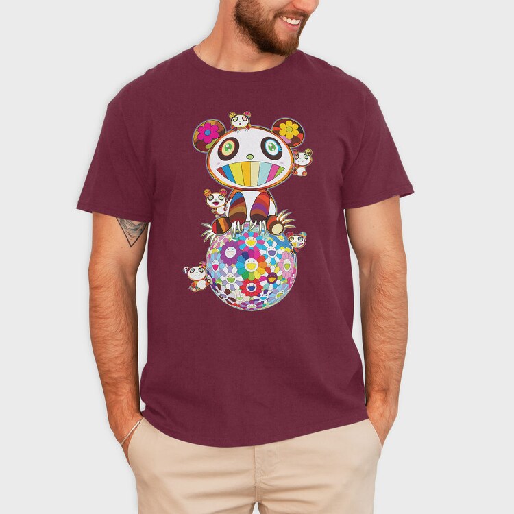 Panda Pop Art Blooms, Tricou Barbati (Unisex)