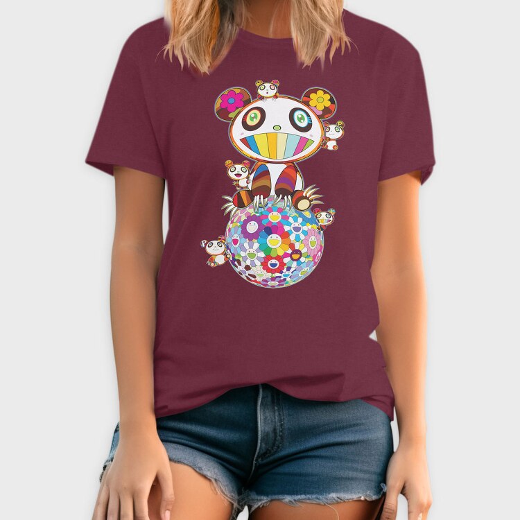 Panda Pop Art Blooms, Tricou Barbati (Unisex)
