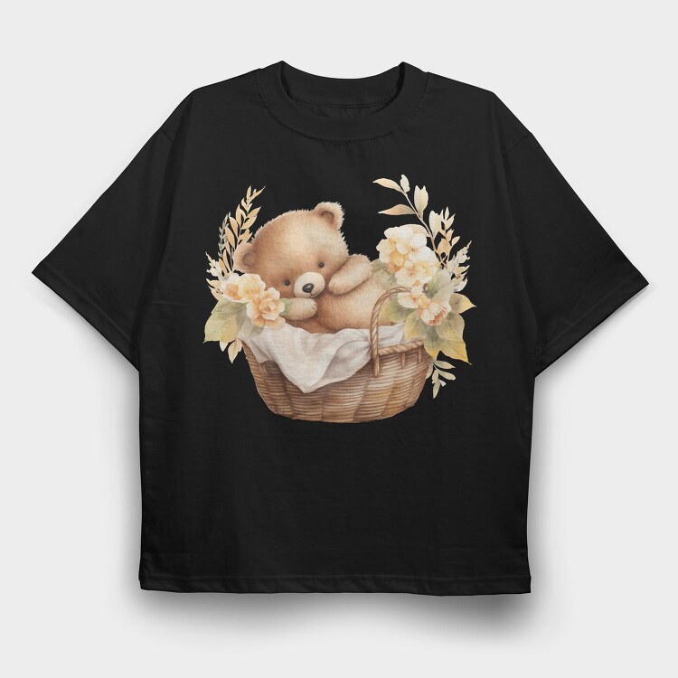 Boho Teddy Basket, Tricou Oversize Barbati (Unisex)