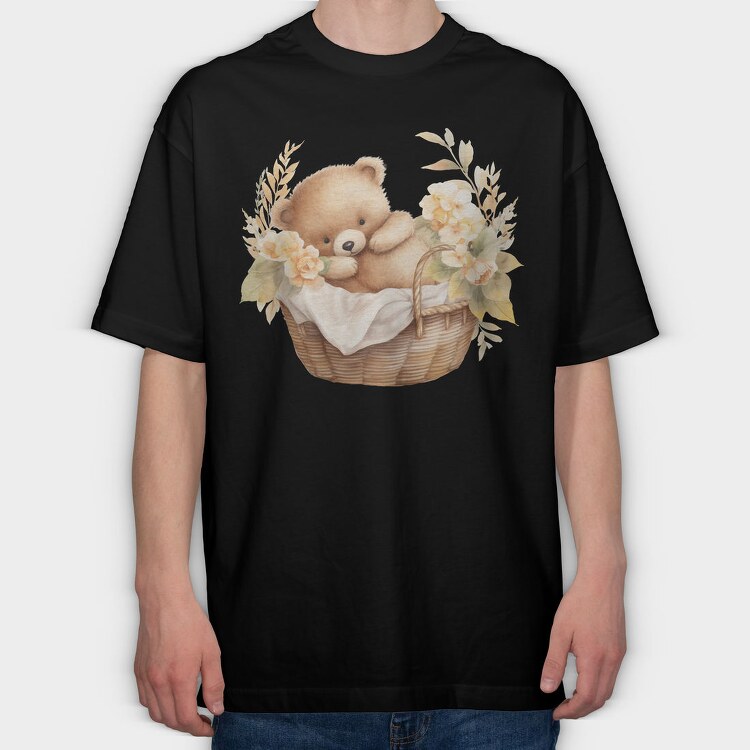 Boho Teddy Basket, Tricou Oversize Barbati (Unisex)