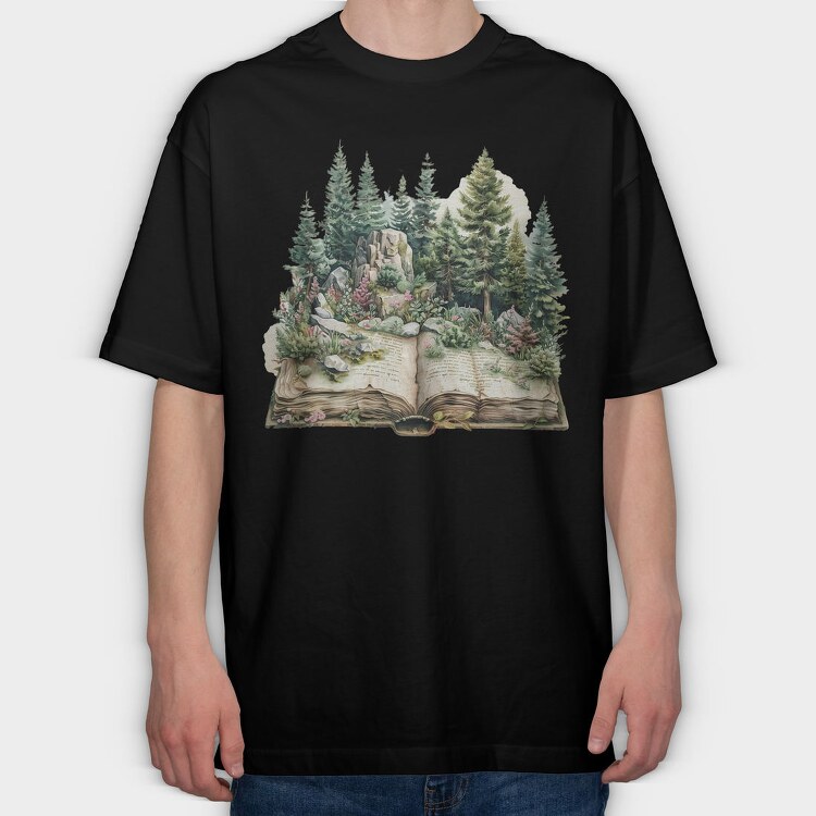 Book Illustration Nature, Tricou Oversize Barbati (Unisex)