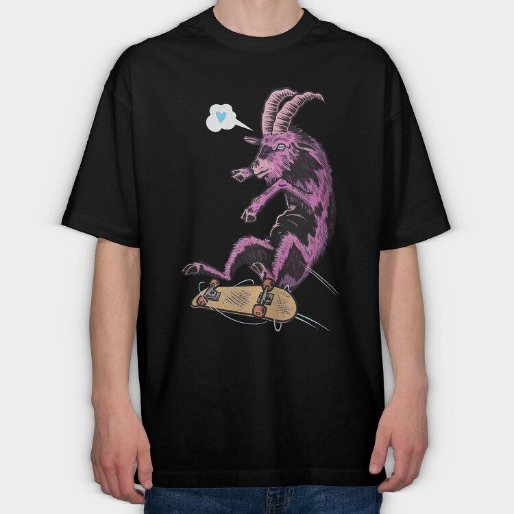 Skate Goat Love, Tricou Oversize Barbati (Unisex)