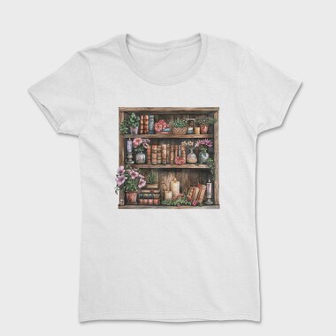 Books Shelves Flowers, Tricou Femei