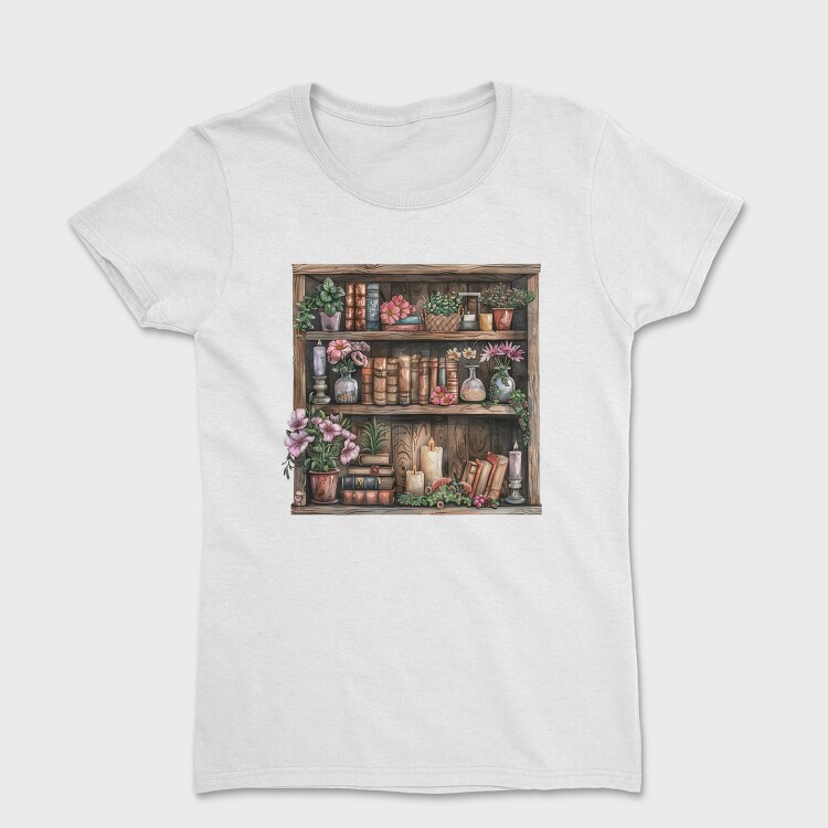 Books Shelves Flowers, Tricou Femei