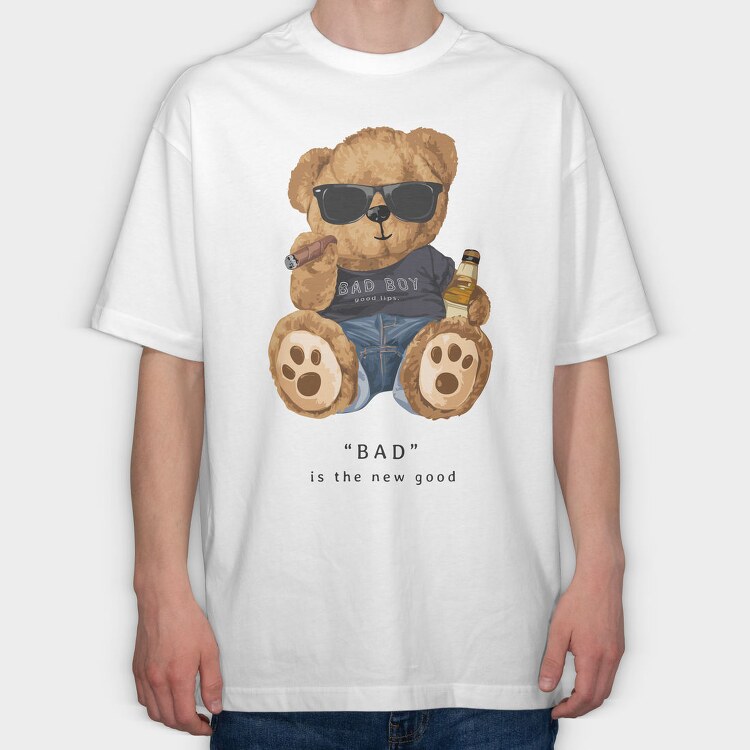 Bad Boy Bear Vibes, Tricou Oversize Barbati (Unisex)