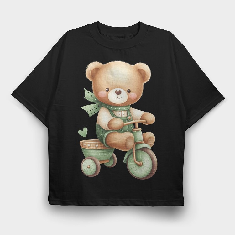 Boho Teddy Bike, Tricou Oversize Barbati (Unisex)
