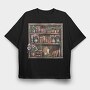 Books Shelves Flowers, Tricou Oversize Barbati (Unisex)