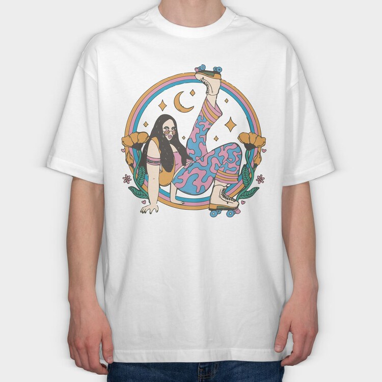 Skate Moon Goddess, Tricou Oversize Barbati (Unisex)