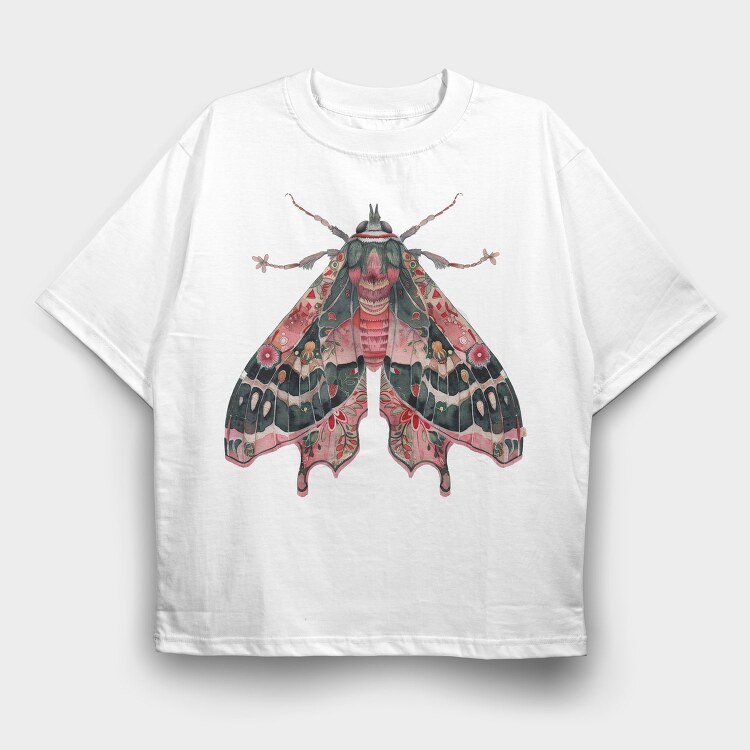 Boho Moth Clipart, Tricou Oversize Barbati (Unisex)