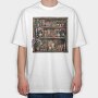 Books Shelves Flowers, Tricou Oversize Barbati (Unisex)