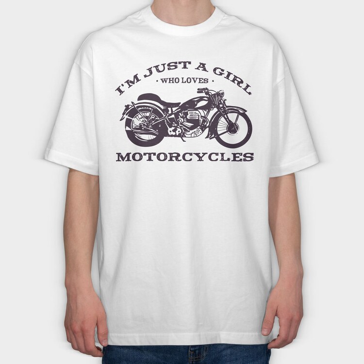 Biker Girl Love Motorcycles, Tricou Oversize Barbati (Unisex)