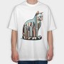 Chicago Skyline Cat, Tricou Oversize Barbati (Unisex)