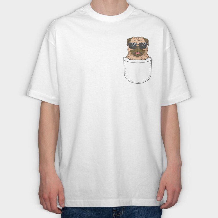 Dog in a Pocket, Tricou Oversize Barbati (Unisex)