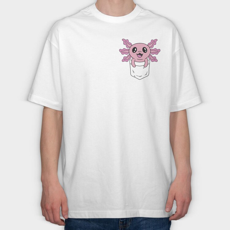 Happy Pocket Axolotl Animal, Tricou Oversize Barbati (Unisex)