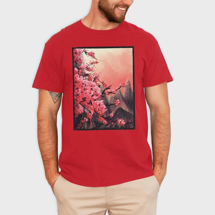 Cherry Blossom Painting, Tricou Barbati (Unisex)