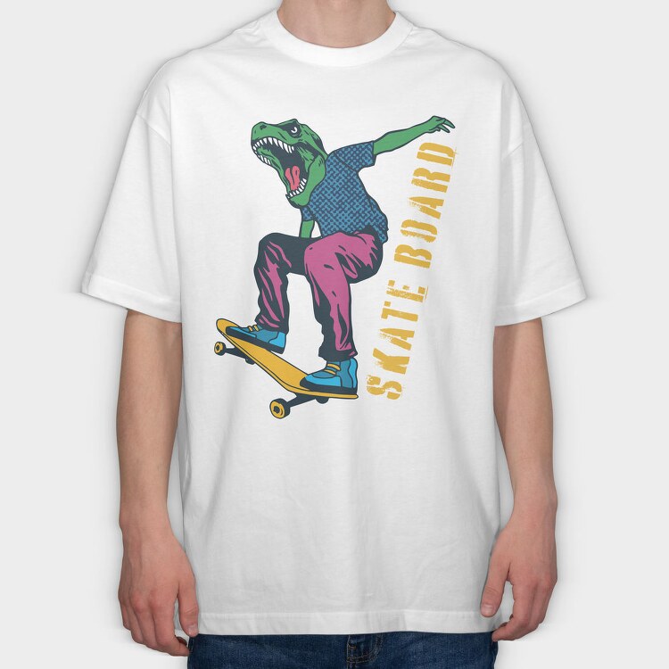 Dino Skate Vibes, Tricou Oversize Barbati (Unisex)