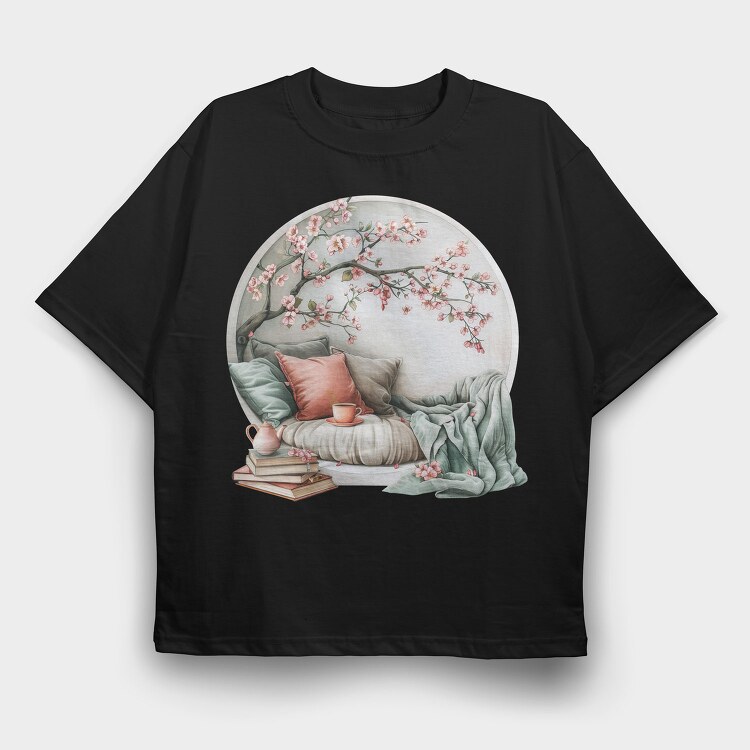 Books Spring Cherry Blossom, Tricou Oversize Barbati (Unisex)