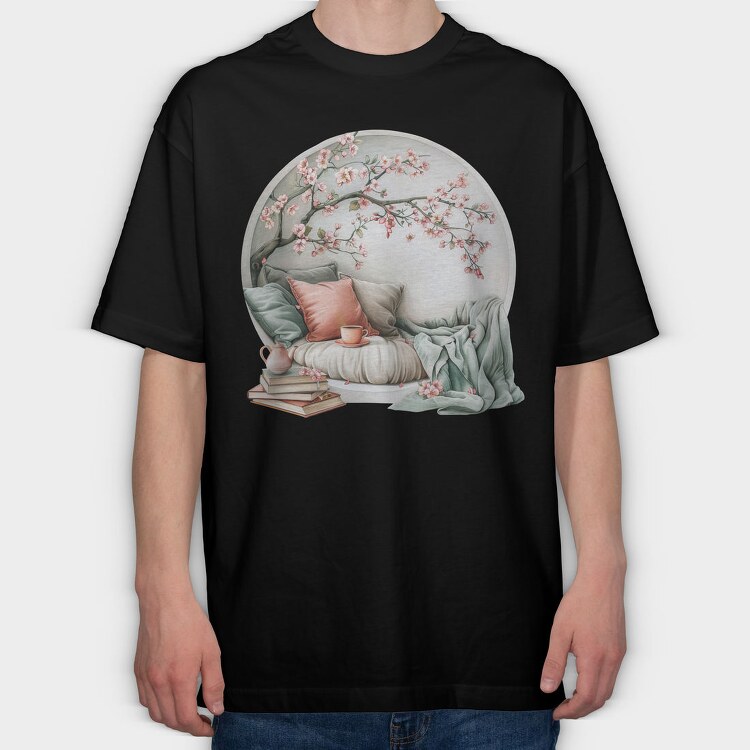 Books Spring Cherry Blossom, Tricou Oversize Barbati (Unisex)