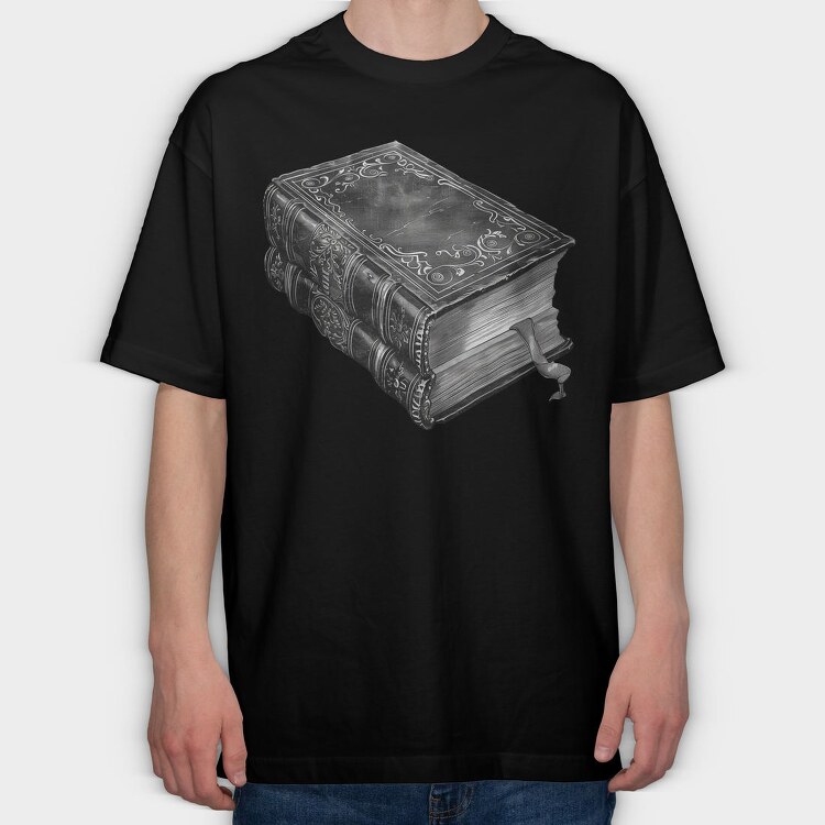 Book Stack Gothic, Tricou Oversize Barbati (Unisex)
