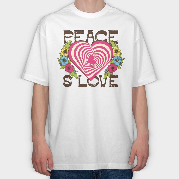 Peace Love Swirls, Tricou Oversize Barbati (Unisex)
