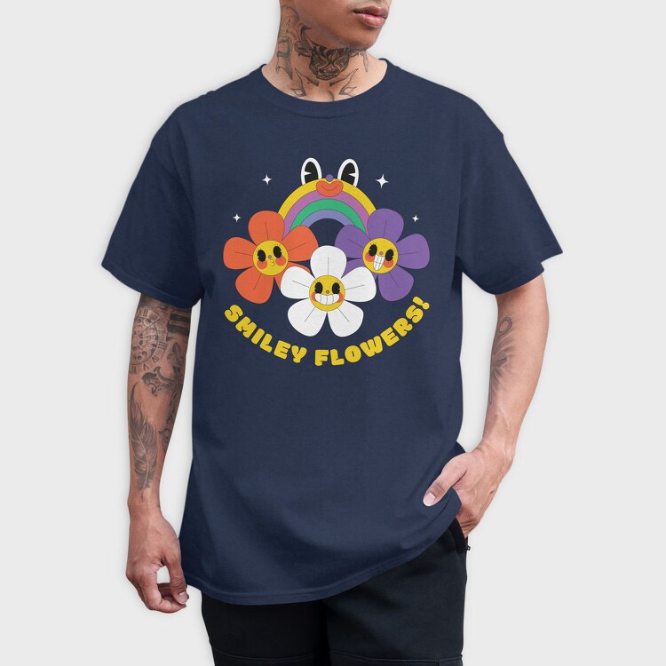 Flower Power Smiley, Tricou Barbati (Unisex)