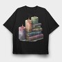 Books Stack Candles, Tricou Oversize Barbati (Unisex)