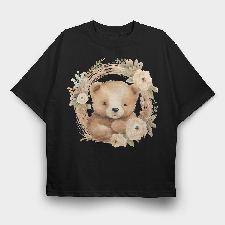 Boho Teddy Flower, Tricou Oversize Barbati (Unisex)