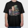 Books Stack Candles, Tricou Oversize Barbati (Unisex)