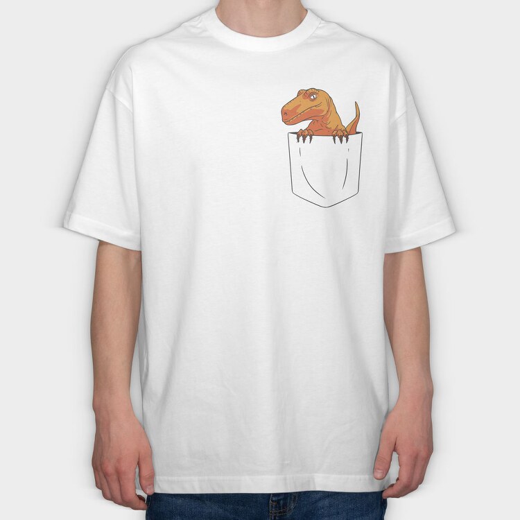 Dino Pocket, Tricou Oversize Barbati (Unisex)
