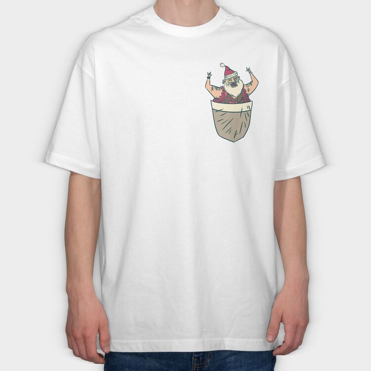 Santa Pocket, Tricou Oversize Barbati (Unisex)