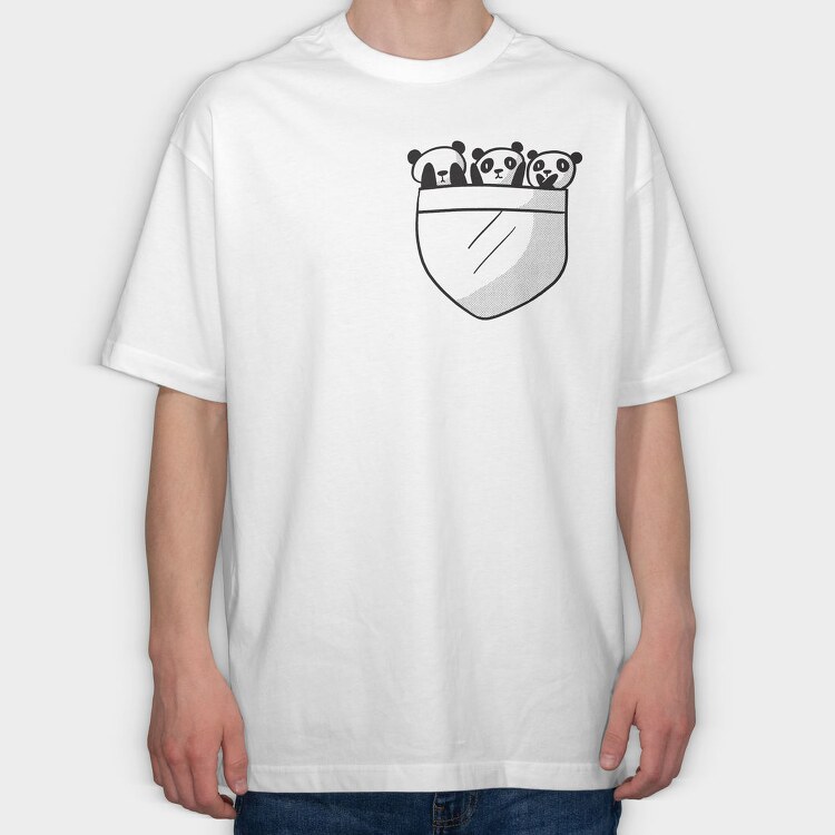 Panda Pocket, Tricou Oversize Barbati (Unisex)
