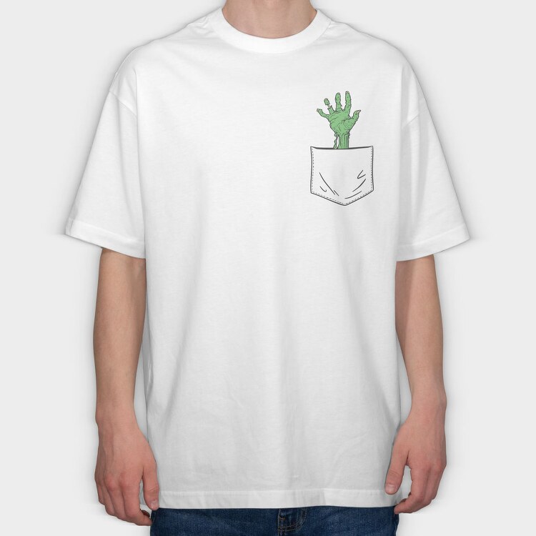 Zombie Hand Pocket, Tricou Oversize Barbati (Unisex)