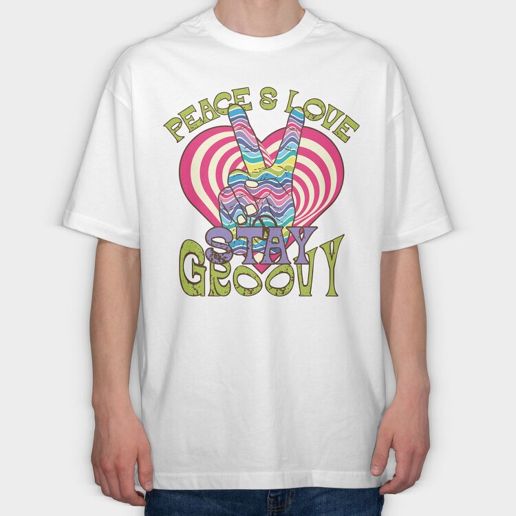 Peace Love Vibes, Tricou Oversize Barbati (Unisex)