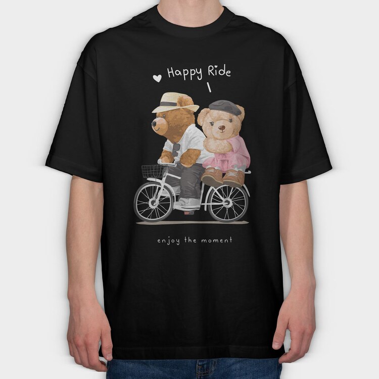 Bicycle Bears Ride, Tricou Oversize Barbati (Unisex)