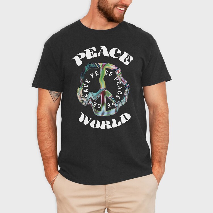 Peace World Vibes, Tricou Barbati (Unisex)