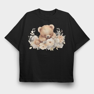 Boho Teddy Flowers, Tricou Oversize Barbati (Unisex)