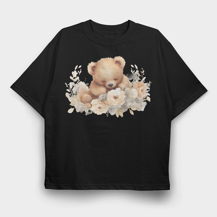 Boho Teddy Flowers, Tricou Oversize Barbati (Unisex)