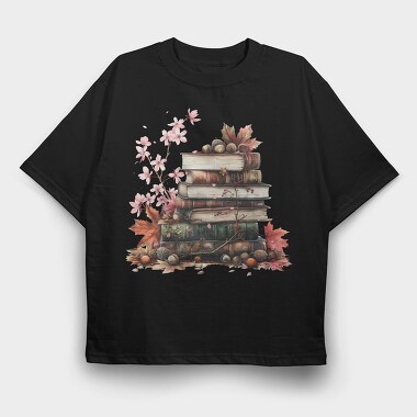 Books Stack Fall, Tricou Oversize Barbati (Unisex)