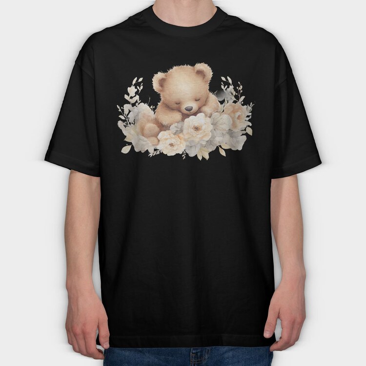 Boho Teddy Flowers, Tricou Oversize Barbati (Unisex)