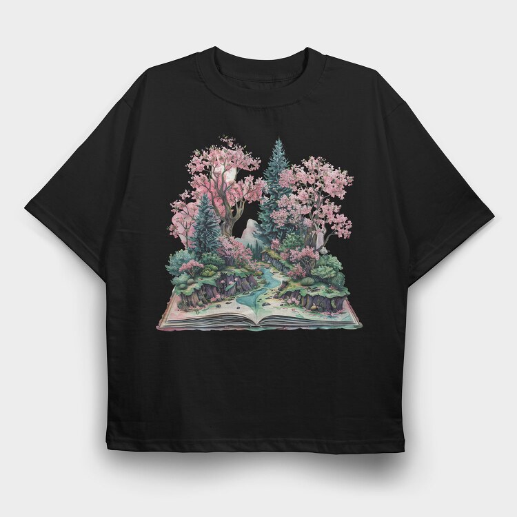 Book World Flowers, Tricou Oversize Barbati (Unisex)